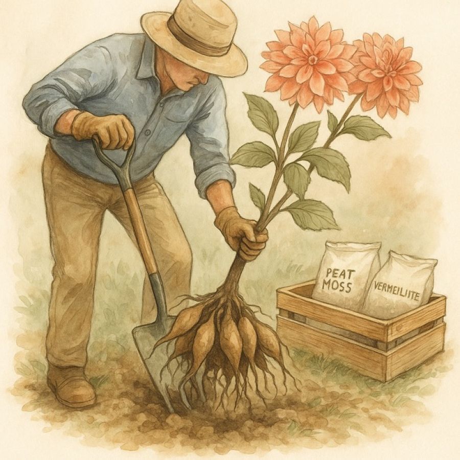 digging up dahlia bulbs