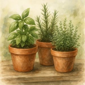 herb garden in pots