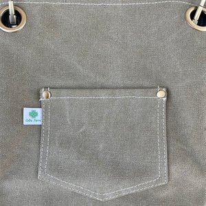 Waxed canvas gardening apron with pockets
